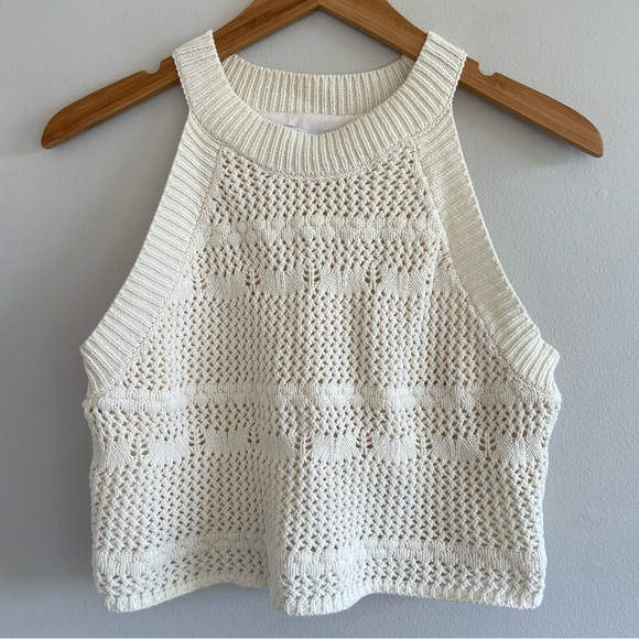 Haute Hippie Tops - Haute Hippie Women's Sleeveless Crochet Top Cream Size Large